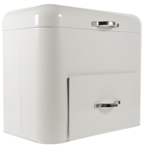 Cabilock Caja de Pan de Cocina de Hierro Color Doble Capa Tapa Plana, Recipiente Organizador para Alimentos y Snacks en Encimera, Adecuado para Hogar y Panaderías, Gran Capacidad