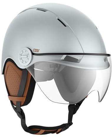 CASR Style Fahrradhelm Damen Herren mit Visier, Fahrradhelm Erwachsene – Urban Helm E-Bike, Roller, Tretroller, Skaterhelm, abnehmbare Ohrpolster, atmungsaktiv, verstellbar, Größe L, Blaugrau