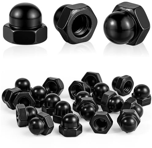 20 Stück M6 Schwarz Hutmuttern Hutmutter Eichel Sechskant Hutmuttern Kohlenstoffstahl Sechskant Dekorative Kappenmutter für Schrauben Bolzen