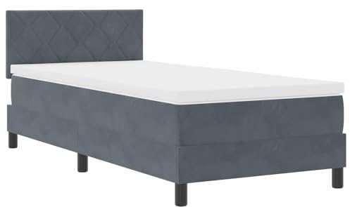 vidaXL Bäddfjäder med huvudgavel Mörkgrå 90 x 200 cm Sammet