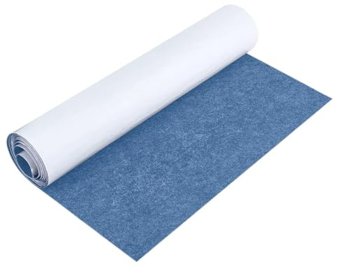 Tapis en feutre autocollant - 40 x 220 cm - Tissu feutre autocollant - Pour doublure de boîtes, dessous de verre, tapis de tiroir, voiture, cadre photo, pieds de chaise, pieds de table (bleu clair, 1