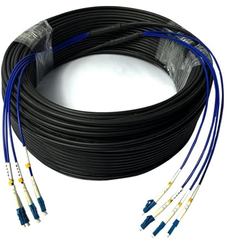 SHENGJIELIU Cavo ottico armato for esterni - 100 metri, multimodale, 2/4/6/8/12 core, connettori SC/FC/LC/ST(Ask us customized)