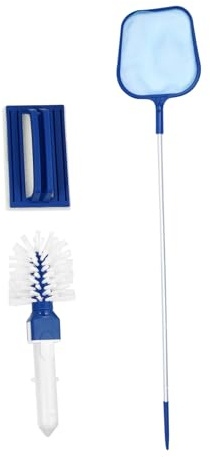 LOORGVEL Kit de Nettoyage Piscine avec Épuisette Fine Mailles et Brosse Murale Manche Sections Amovible Outil pour Sol et Surface Ramasse et Débris