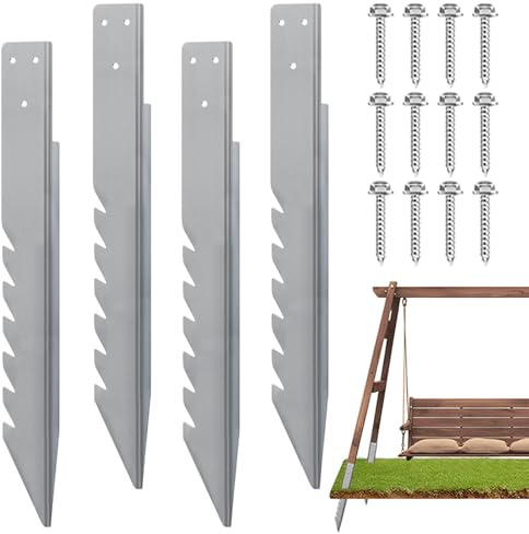 CGACCSD Fence Posts, 4 Steel Posts, Repair Ground Stakes, Rustproof Fence Posts for Garden, Pool, Farm, Patio, Playground, Trellis