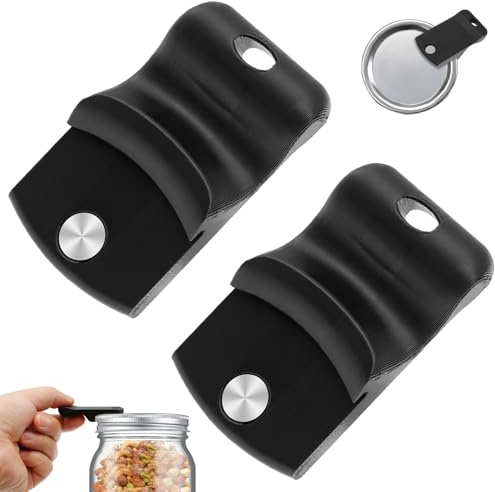 2 abridores de tapa, abridor de cristal, abridor para tarros de rosca con imán, abridor de tapas de rosca, abridor de tarros para boca ancha y normal, niños y personas con manos restringidas (negro)