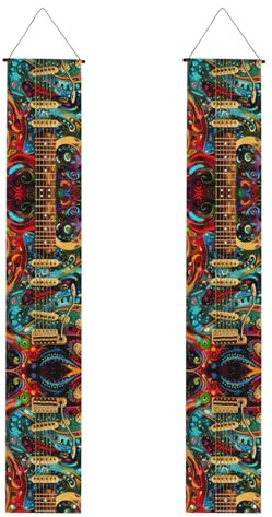 Cartel de porche con estampado de guitarra artística, pancarta al aire libre, decoraciones de Acción de Gracias, para todas las celebraciones