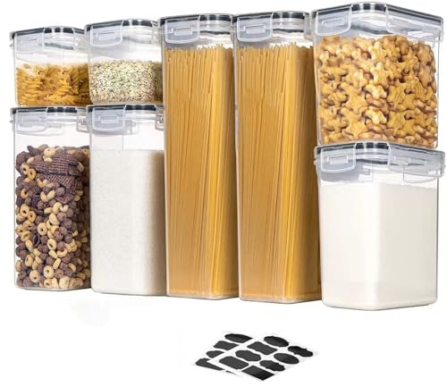YiZhou 8 Pack Airtight Food Storage Containers, 4 Sizes Kitchen Pantry Organisers