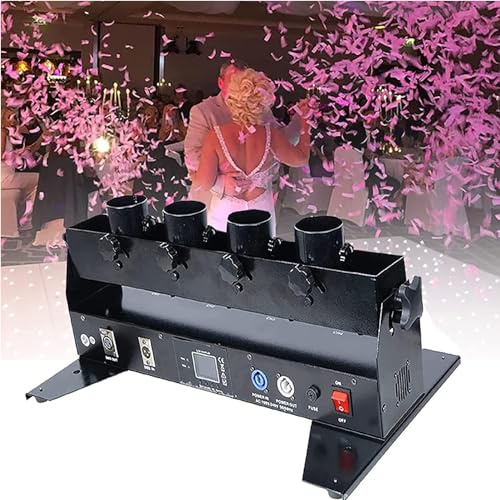 Konfettikanone, Bühnen- und Hochzeitskonfettimaschine, Konfetti-DMX-512-Controller, Konfetti-Shooter mit 4 Halterungen und Fernbedienung