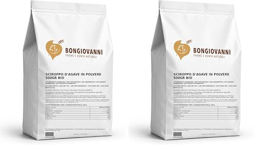 Bongiovanni Bontà Naturali Sirop d'Agave Bio en Poudre 500gr (Lot de 2)