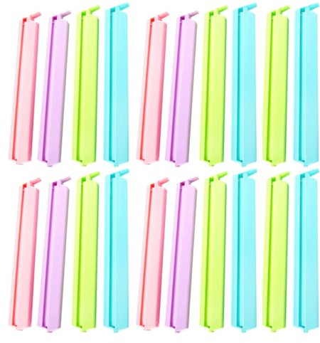 Gadpiparty Lot de 24 Set de Set de Pinces de Scellage Alimentaire en Plastique Coloré Clips de Fermeture Hermétique pour Sachets de Goûter Conservation Fraîcheur Usage Maison Cuisine