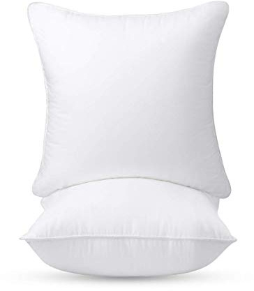 Luxury Hollowfibre Pack of 2 Cushion Pads Inners Inserts 16x16 inches (40 x 40 cm) - White Square Cushion Fillers with Anti Dust Mite Down Proof Cover & Soft Polyester Filling for Sofa, Bed & Couch