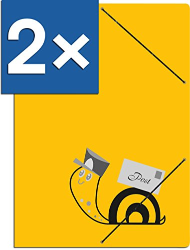 RNK-Verlag Postmappe ''Schneckenpost'' für DIN A4 mit Gummizug (Schnecke schwarz / Pappe, 2er Pack)