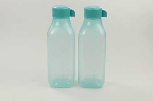 TUPPERWARE To Go Eco 500 ml türkis (2) EcoEasy Öko quadtratisch Flasche Quader