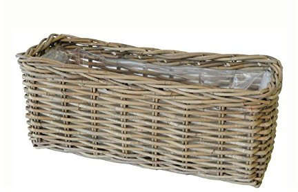 Klocke Dekorationsbedarf Hochwertiger & Stabiler Pflanzkasten mit Folie - Natur Pflanzkorb Weide/Eckiger Weidenkorb/Blumenkorb - Naturbelassen - Innen & Außen (Klein: Länge 40cm)