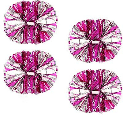 CREATIEE-PRO Cheerleader-Pompons in Metallic-Optik, 4 Stück, 2 Paar Cheerleader-Pompons für Schule, Sport, Tanzspiele, Teamgeist, Cheerleader, Cheerleader, Cheering Squad | 2 Paar Metallic Cheering für Schule Sport Tanzspiele Team Spirit Cheer