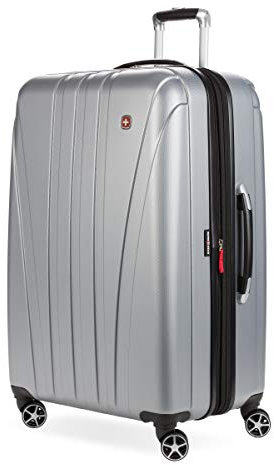 SwissGear 7585 Hardside Erweiterbares Gepäck mit Spinner-Rädern, Silber, Checked-Large 28-Inch, 7585 Hardside erweiterbares Gepäck mit Spinnrollen