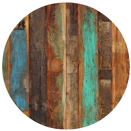 vidaXL Tischplatte Massivholzplatte Holzplatte Ersatztischplatte Holz Platte für Couchtisch Beistelltisch Rund 80cm 15-16mm Recyceltes Massivholz