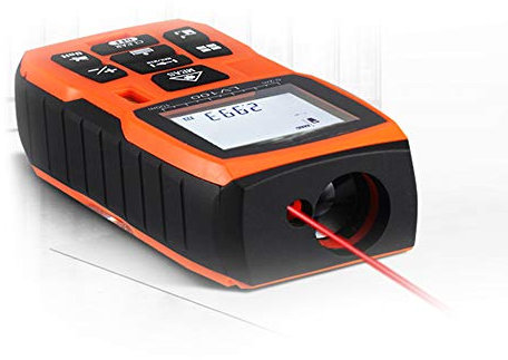 POOPFIY Digital Láser medidor de Distancia, portátil de Alta precisión y de retroiluminación LCD Herramienta Medidor Digital de telémetro Cinta métrica,100m