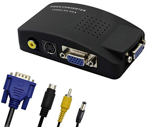 GINTOOYUN RCA to VGA Adapter,Composite AV S-Video to VGA Converter,for HDTV, Monitors, Laptop, Desktop,DVD/VCD/Camera/Set-top Box