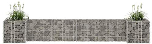 Kshzmoto H-förmiger Gabionen-Pflanzkorb Gabionenzaun Gitterkorb Steingabione Drahtkorb Hochbeete Drahtkörbe für Steine eckig Wandstärke Stahldraht 260x40x40 cm