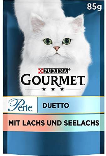 Gourmet Perle Duetto Vått kattfoder, Lax och pollock, 85 g x 26 stycken