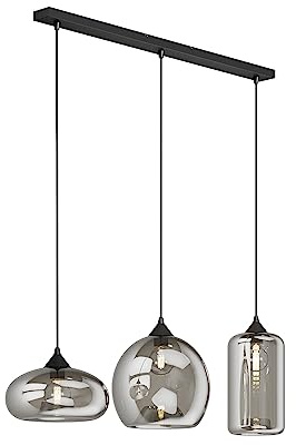 Lindby Esstisch Pendelleuchte Glas rauchgrau, Hängeleuchte Rauchglas Esszimmer 3x E27 ohne Leuchtmittel Hängelampe Wohnzimmer Esszimmerlampe