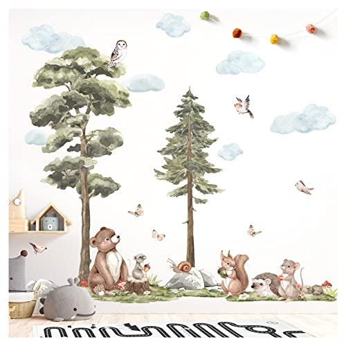 Grandora Waldtiere Wandtattoo für Kinderzimmer Tiere Wandsticker für Babyzimmer Wandaufkleber Deko DL858-5