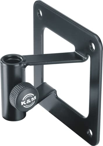 K&M 23856 Wandhalter für Mikrofonarme Schwarz aus Stahl mit Bolzenaufnahme und Sicherungsschraube - robust und stabil