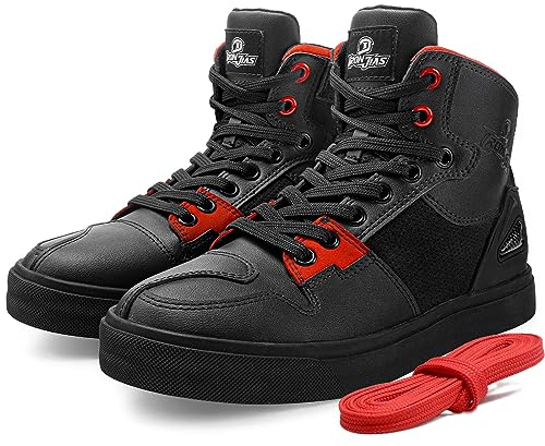 Grapelet Motorradschuhe Herren,Atmungsaktive Motorradstiefel Männer,Lässige Motocross Schuhe mit Verstärktem Leder,Knöchelpolster,rutschfest,Seitlichem Reißverschluss(43EU)