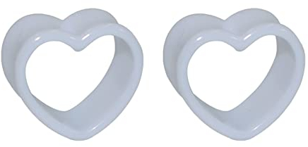 Lieson Plug Flesh Tunnel 20mm, 2 Stück Tunnel Acryl Hohl Herz 3/4 inch Tunnel Weiß