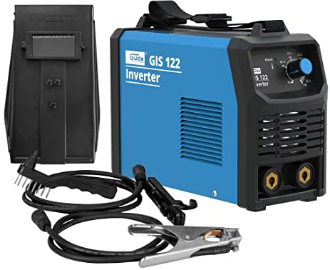 Güde Inverter Schweißgerät GIS 122 (230 V, 16,7 W Leerlaufleistung, 3.6 kVA max. Netzleistung, 10-120 A Regelbereich Schweißstrom, inkl. Elektrodenhalter, Masseklemme, Schlackenhammer & Schweißschild)