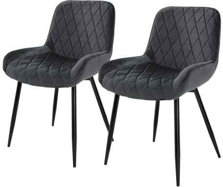 ML-Design set om 2 matsalsstolar Matsalsstol med ryggstöd och armstöd, antracit, sammetssits, metallben, köksstolar Köksstol Vardagsrumsstol Vardagsrumsstol Stoppad stol Stolar