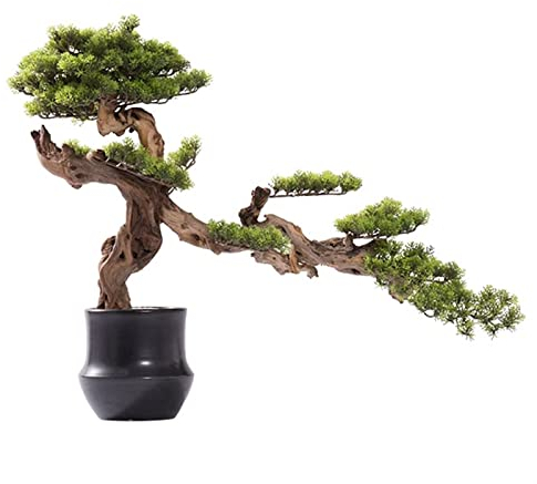 SUNESA Kunstbaum 26-Zoll-künstliche Bonsai-Kiefer, künstliche Keramik-Topfpflanze, Schreibtisch-Display, gefälschte Baumtopf-Ornamente, japanische Zedern-Bonsai-Pflanze Künstliche Pflanzen