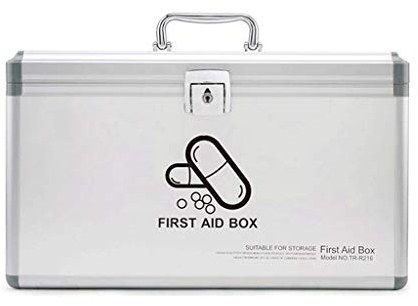 ZYMEN Hausapotheke für den Haushalt, mehrschichtig, für die Familie beladen, tragbar, komplettes Set mit Medizin-Aufbewahrungsbox (Farbe: Silber) Commemoration Day