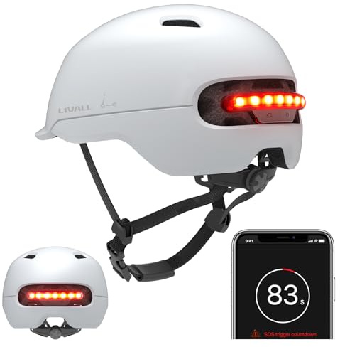 LIVALL Smart Cityhelm, Fahrradhelm für Erwachsene mit Auto-Sensor-LED Rücklicht, LED-Rückleuchten, Blinker, rRadhelm für Stadtpendler Einstellbare Größe für Männer und Frauen