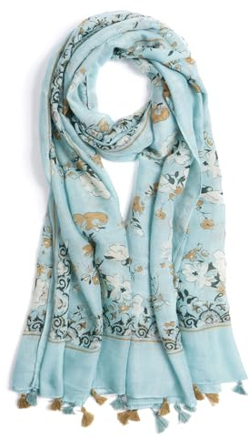 QIUTIMIY Schals für Damen Dünn Blumenmuster Bunte Schals und Tücher Halstuch mit Quasten für Frühling Sommerschal
