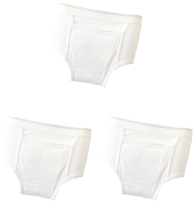 3er-Set waschbare Saugfähigkeit, Inkontinenzhilfe, Baumwolle, Unterwäsche für Herren, Größe XL, Weiß
