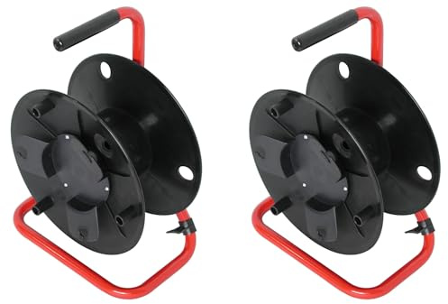 AUDIO 2000'S Two-Pack Portable Cable Reels, Each with 330 ft of 6mm Cable, Red and Black