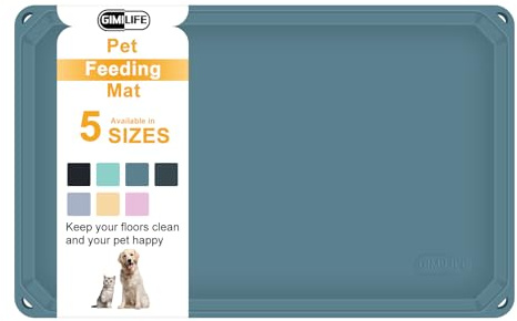Gimilife Napfunterlage Hund, Napfunterlage Katzen, rutschfeste wasserdichte Futtermatte mit erhöhtem Rand für Hunde und Katzen (61 x 41 cm)