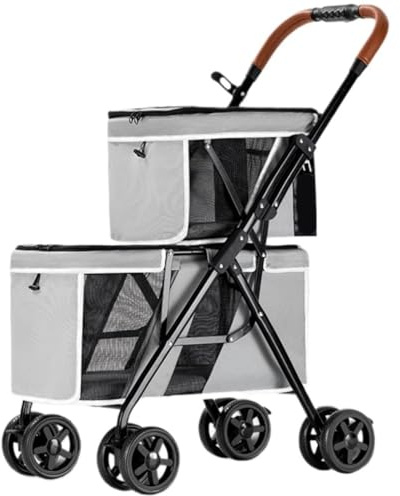 Hundewagen Hundebuggy Katzenwagen Doppelter Hunde-Kinderwagen, Faltbarer Haustier-Kinderwagen Für 2 Kleine Mittelgroße Hunde Und Katzen Auf Rädern, Katzen-Kinderwagen Für Reisen Haustier-Kinderwagen H
