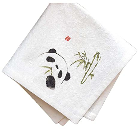 GETSTREE Taschentücher, Anzug-Taschentuch, weißes Baumwoll-Taschentuch for Herren und Damen im Panda-Stil, chinesisches Taschentuch, Vintage-Taschentuch