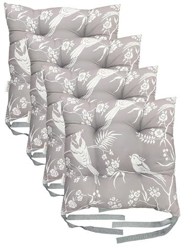 Washable Chair Cushion for Dining Chairs 36 x 36cm Soft Seat Pads with Ties Comfortable Seat Cushions for Garden Chairs Indoor Outdoor Cushions Hollow Conjugated Filling [Design 9, Set of 4]