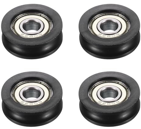 PATIKIL Puleggia in Nylon, 10x30x8mm 4pz Cuscinetto a Sfere Guida Rullo Puleggia per Accessori Ferramenta Mobili e Porte Scorrevoli, Nero