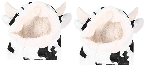 CORHAD 2stücke Haustier Hundemütze Aus Plüsch Niedliche Kuh Form Cosplay Kostüm Für Halloween Und Partys Bequem Und Dekorativ Für Hunde Und Katzen