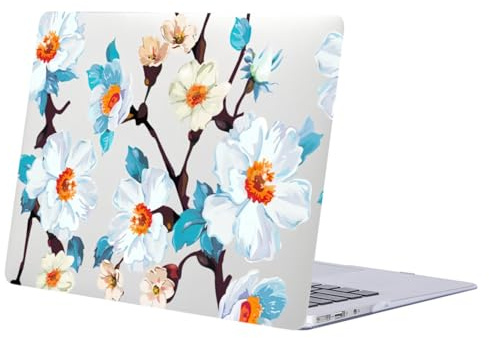 FFBOFFC Hard Shell Compatible with MacBook Pro 16 Inch Case 2020 2019 Release Model A2141, Hard Plastic Laptop Cover Protective Shell Case for Pro 16 with Touch Bar Touch ID, White Flower