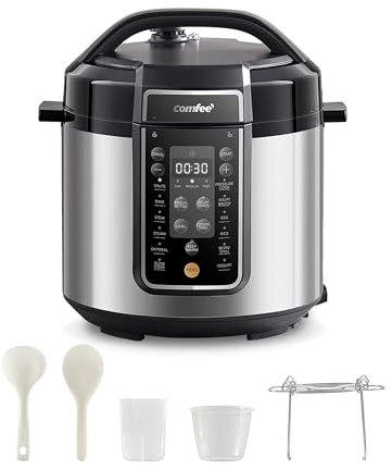COMFEE’ Pressure Cooker 6 Quart with 13 Cooking Functions, Olla de Presion Non-Stick Pot Yogurt Maker Rice Cooker Slow Cooker Sauté Steamer, Healthy Ceramic Inner Pot