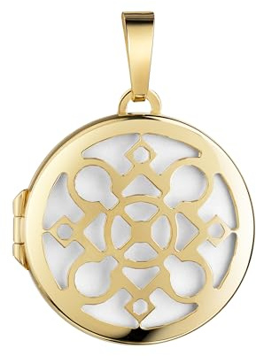 JEVELION Medaillon gotisch rund zum Öffnen für 1 Bild 333 Gold 8 Karat Foto Amulett für Damen mit Kette oder ohne Kette wählbar + Schmuck-Etui + Echtheitszertifikat
