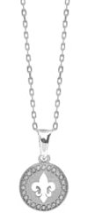 TALISMAN JEWELLERY Pendentif en argent 925 et zircons blancs - Fleur de lys (15 mm), 15 MM, Argent sterling 925 Zircone cubique, Non applicable