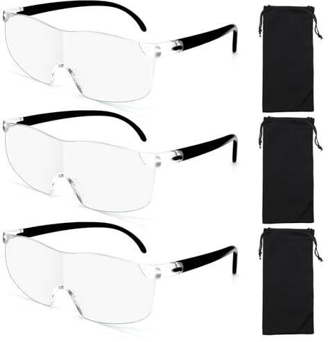 3 Pcs 300％ Magnifying Glasses,Magnifying Glasses Anti Blue Light,Lightweight and Comfortable,Hands-Free Magnifier Eyeglasses,Portable Magnifying Glasses for Seniors for Reading,Close Work,Repairing