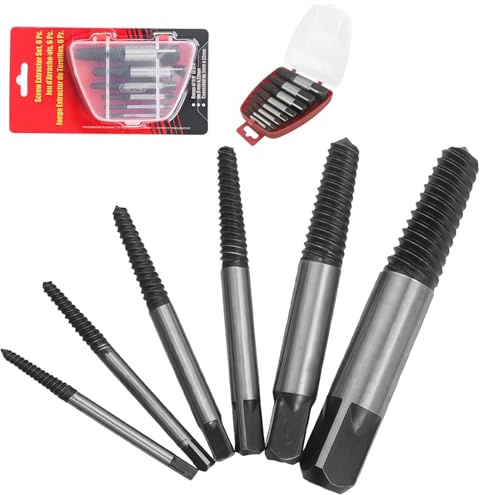 Kezidhp Linksausdreher Set 6-Teilig, Schraubenausdreher Von HSS 4241 | A4-Kohlenstoffstahl, HSS 4241, Quadratischer Kopf, Für 4–25 mm Schrauben, Inkl. Aufbewahrungsbox